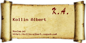 Kollin Albert névjegykártya